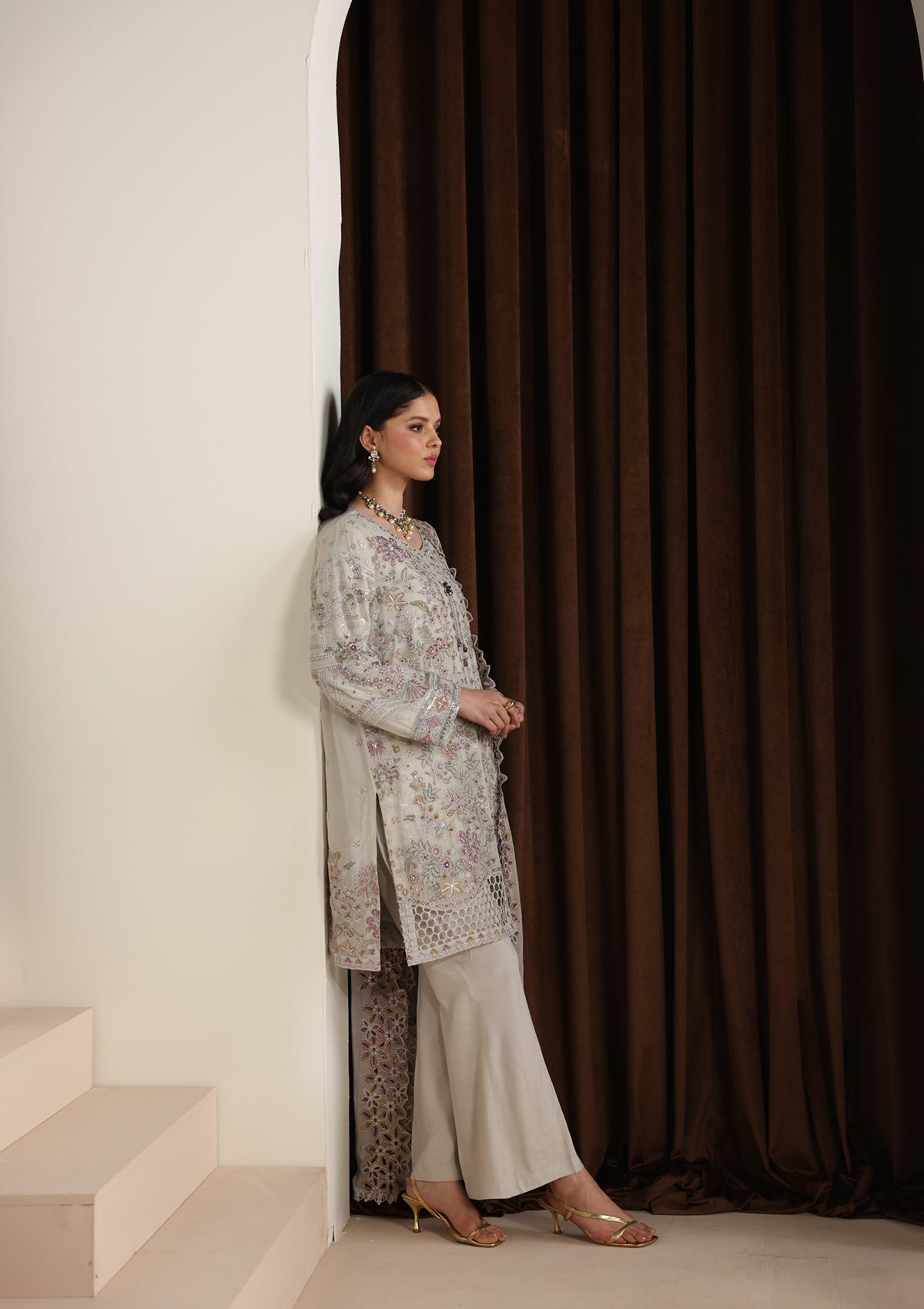 Embroidered Chiffon BT006678-GRY