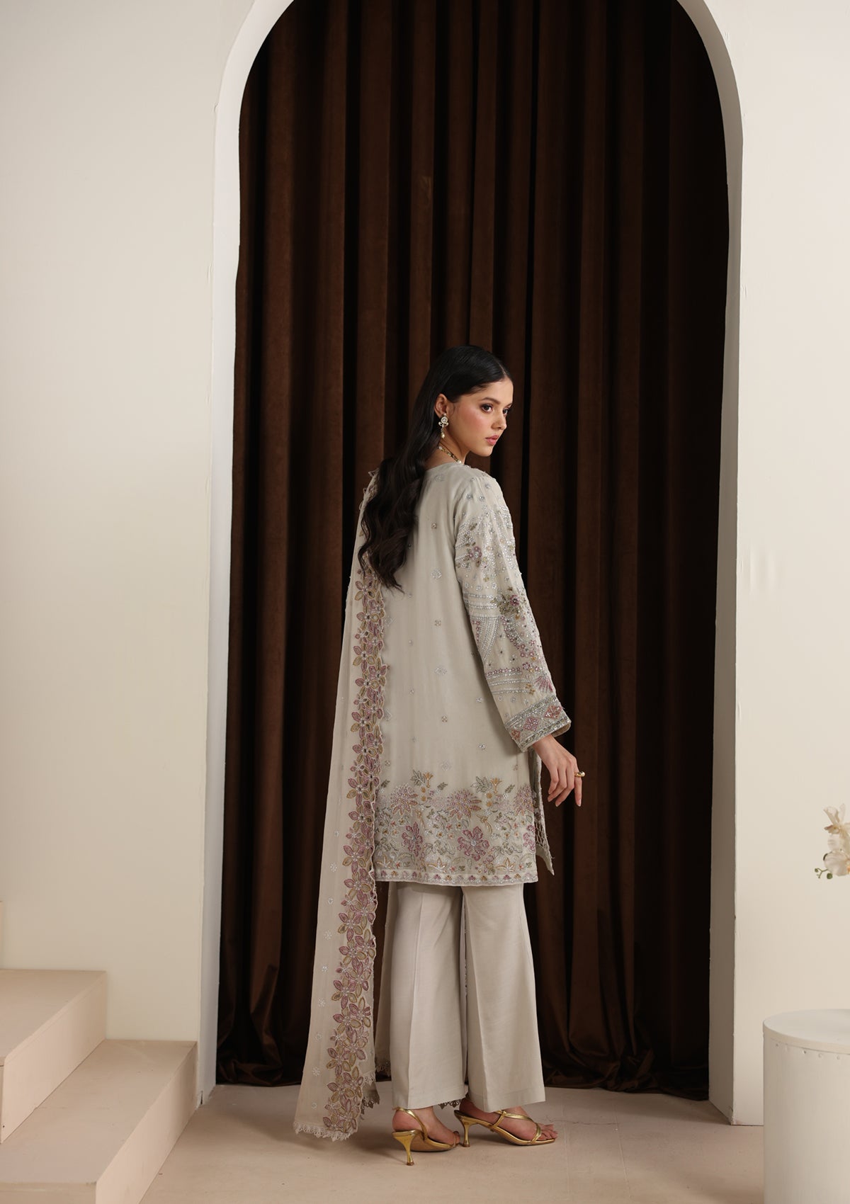 Embroidered Chiffon BT006678-GRY