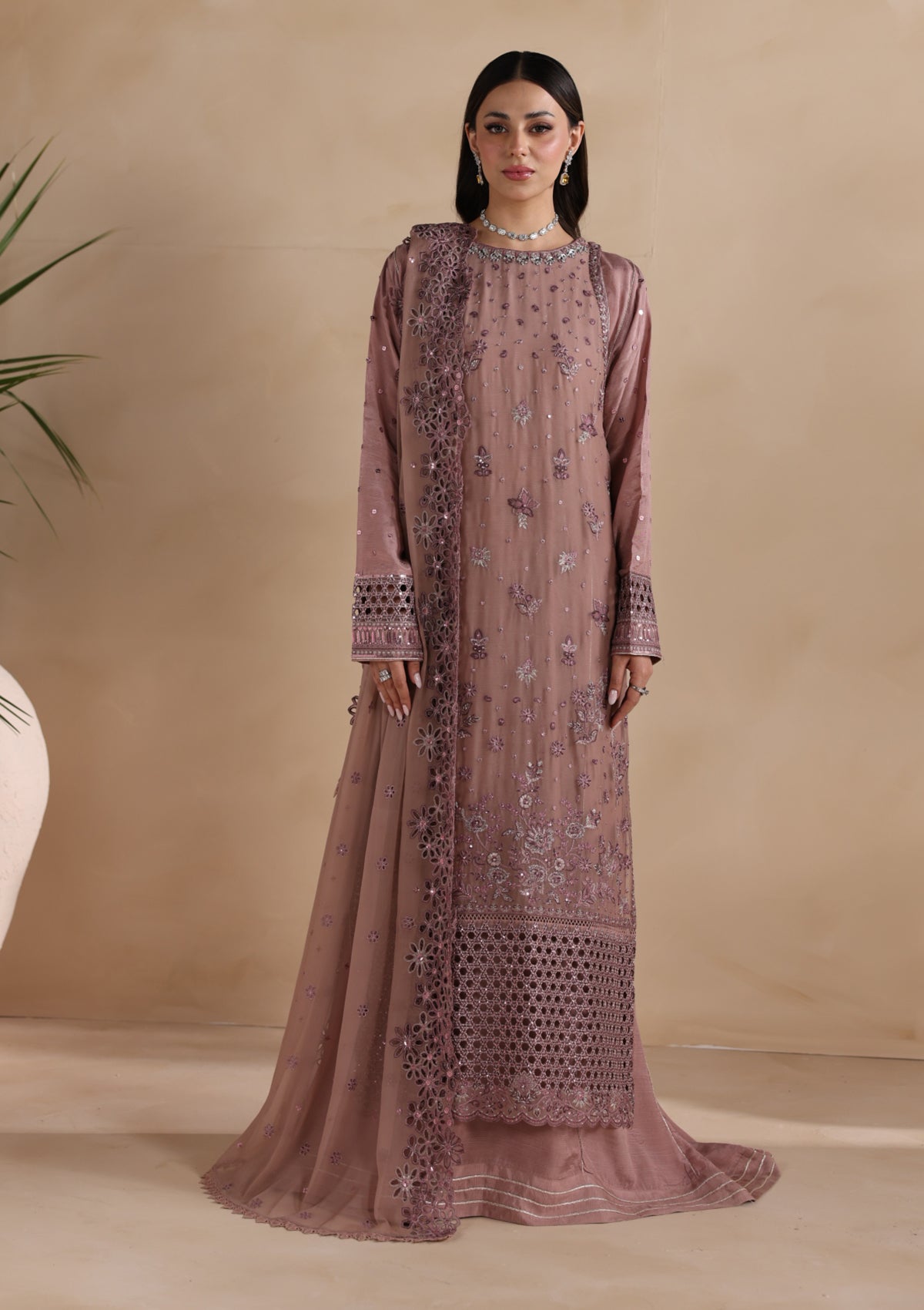 Embroidered Chiffon BT006676-PLM