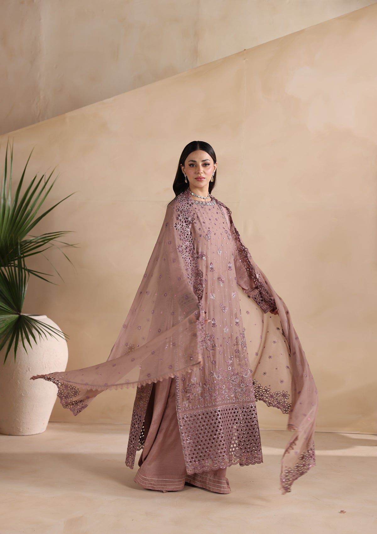 Embroidered Chiffon BT006676-PLM