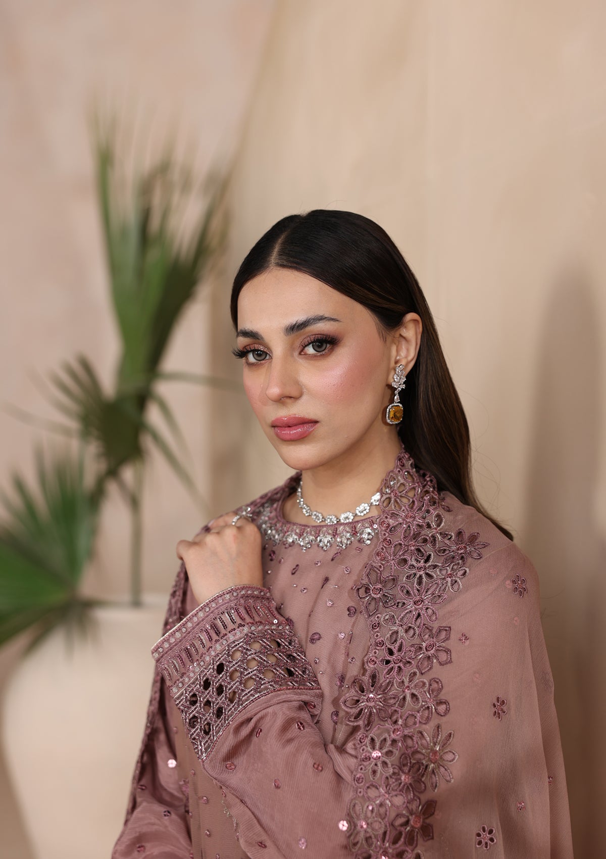 Embroidered Chiffon BT006676-PLM