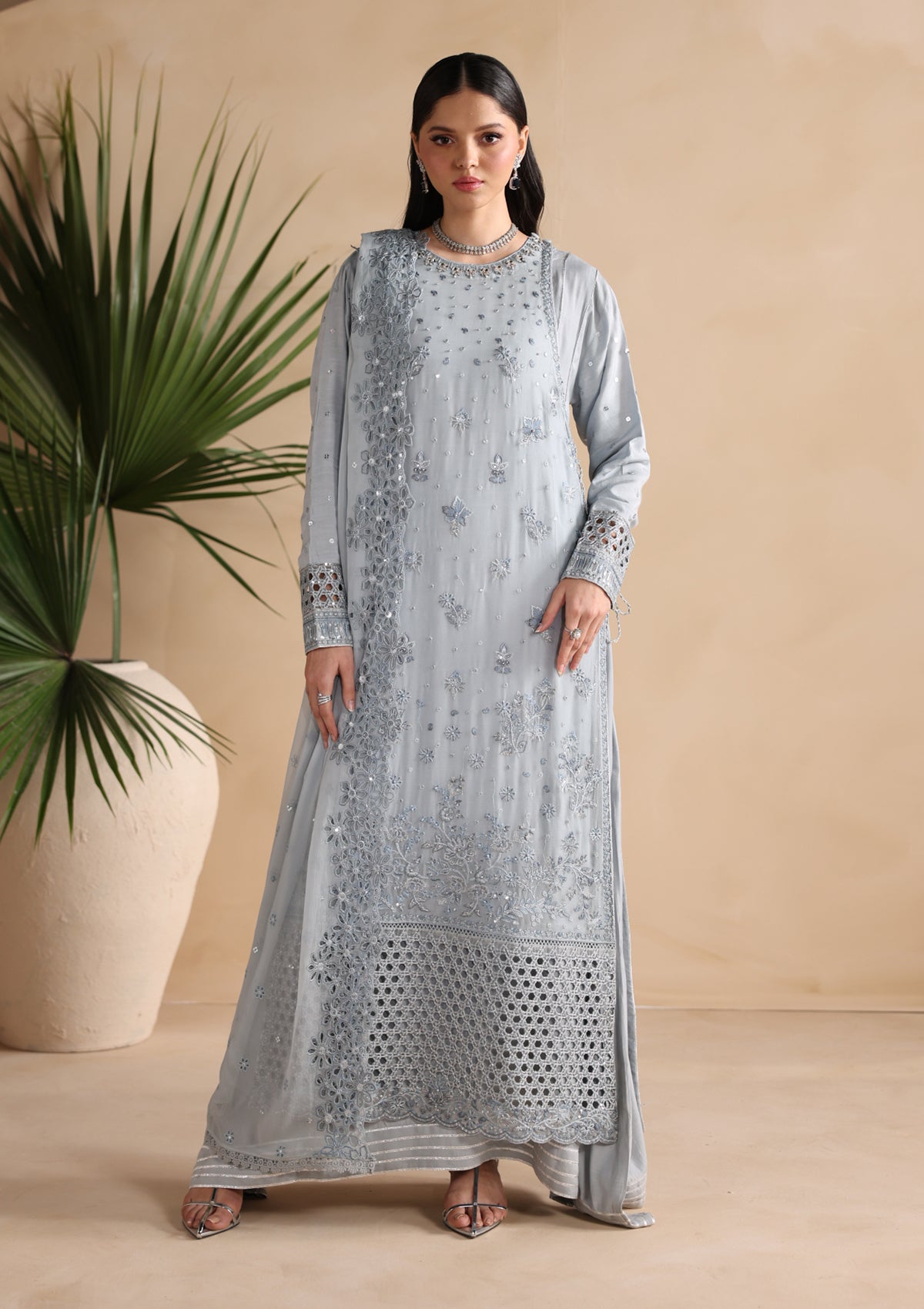 Embroidered Chiffon BT006676-L-BLU