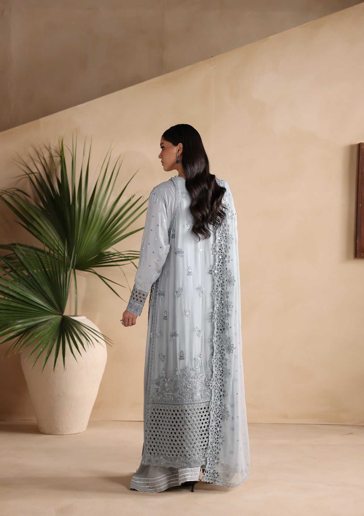 Embroidered Chiffon BT006676-L-BLU