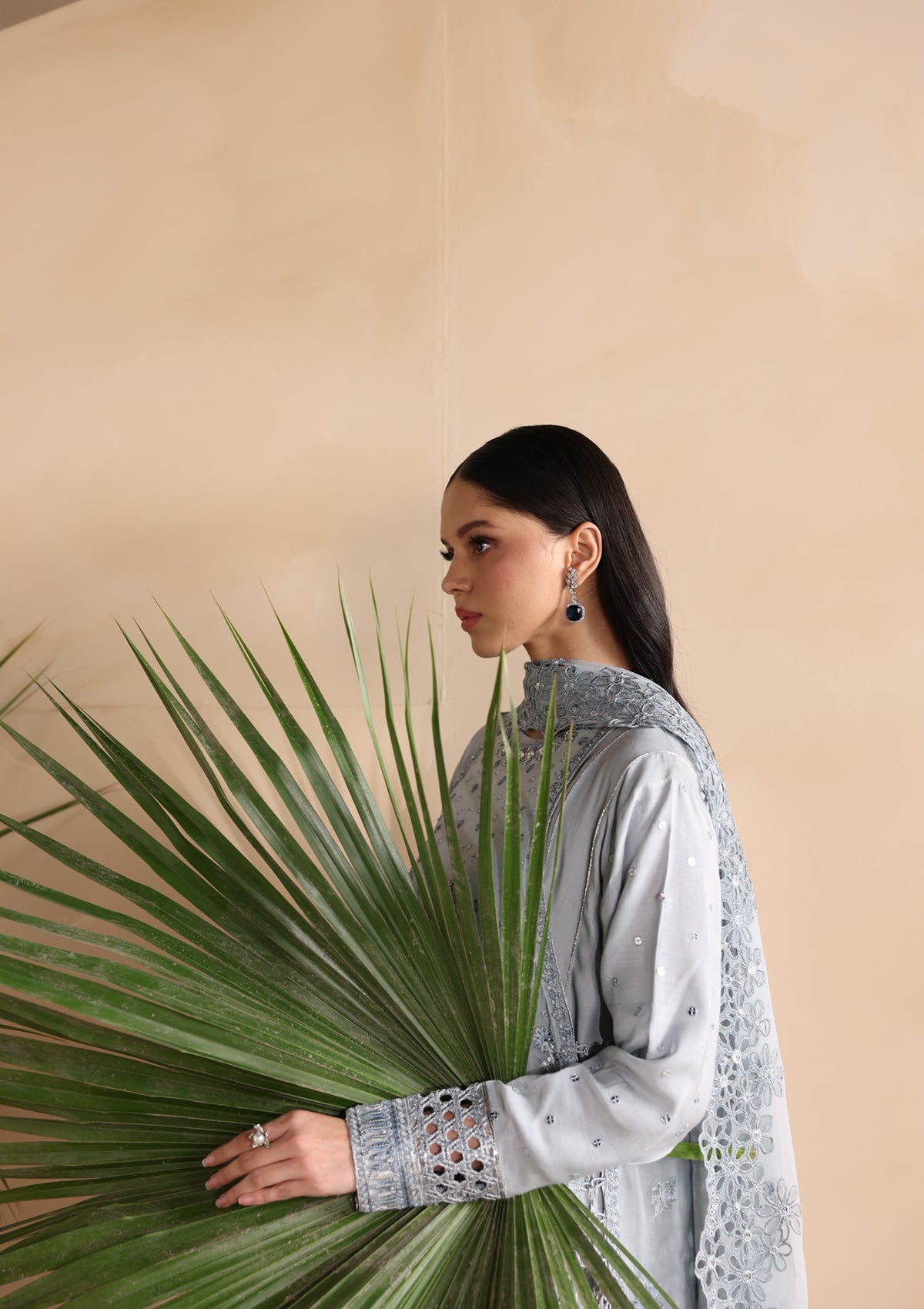 Embroidered Chiffon BT006676-L-BLU