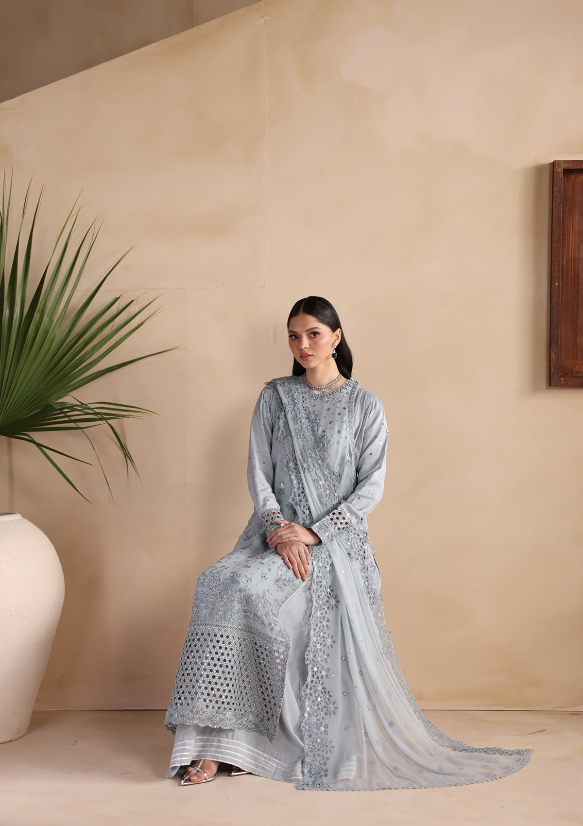 Embroidered Chiffon BT006676-L-BLU