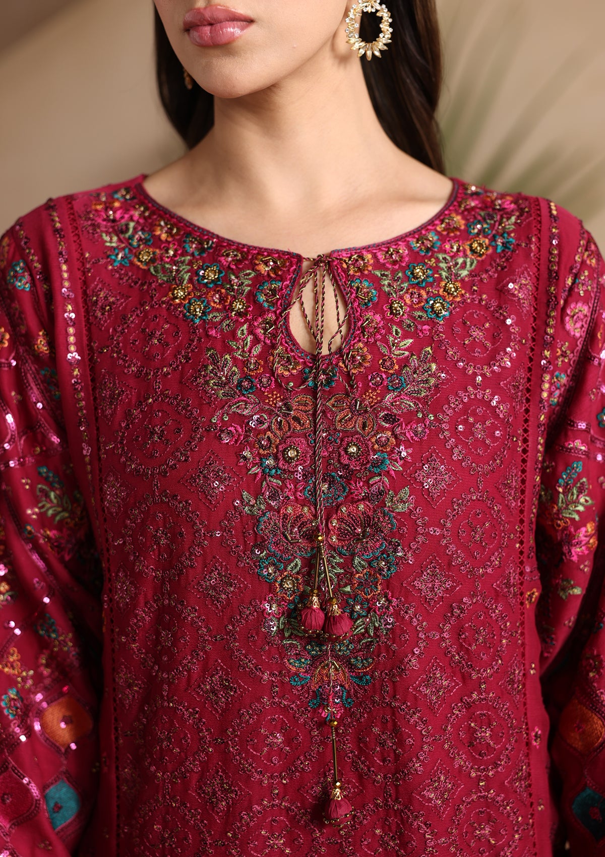 Embroidered Chiffon BT006677-MRN