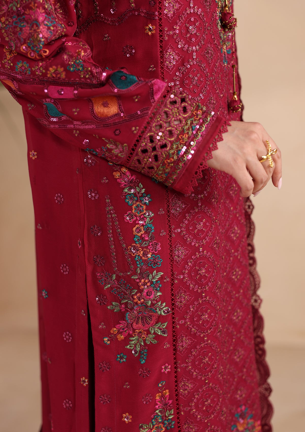 Embroidered Chiffon BT006677-MRN