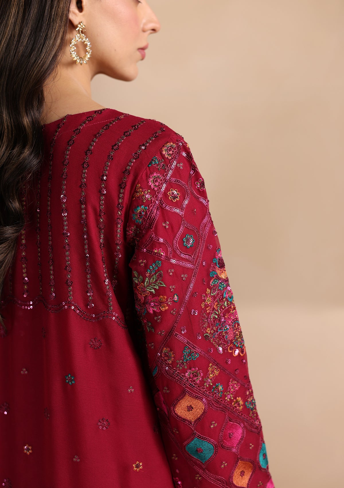 Embroidered Chiffon BT006677-MRN