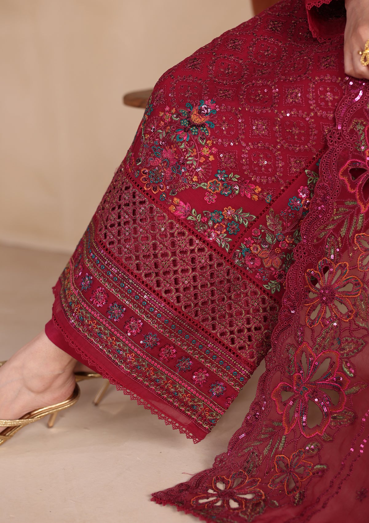 Embroidered Chiffon BT006677-MRN