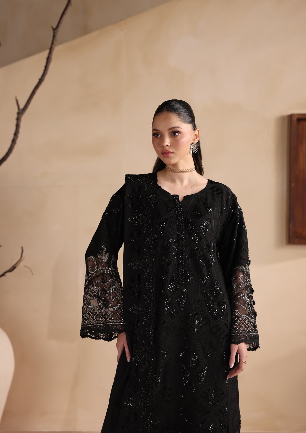 Embroidered Chiffon BT006679-BLK