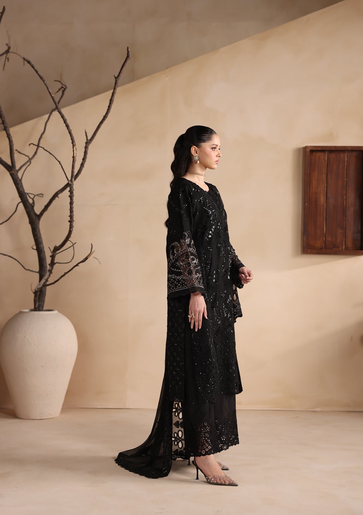 Embroidered Chiffon BT006679-BLK