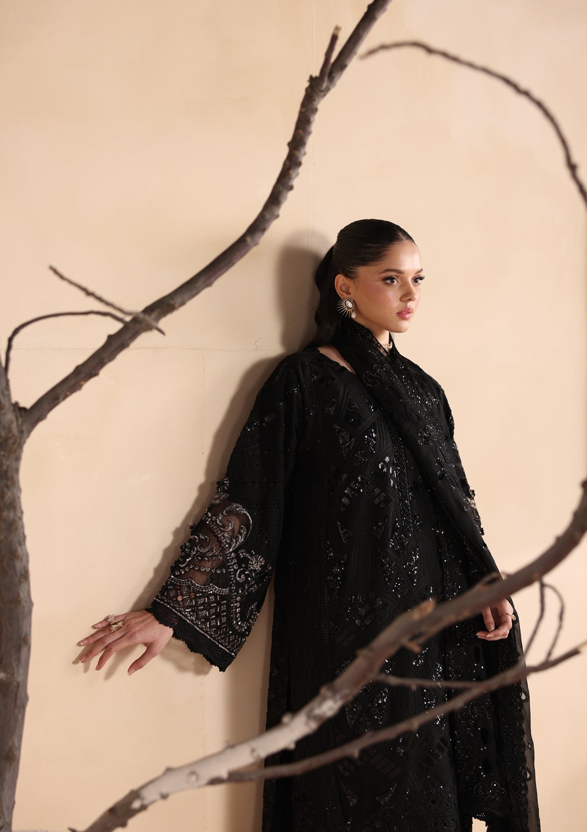 Embroidered Chiffon BT006679-BLK