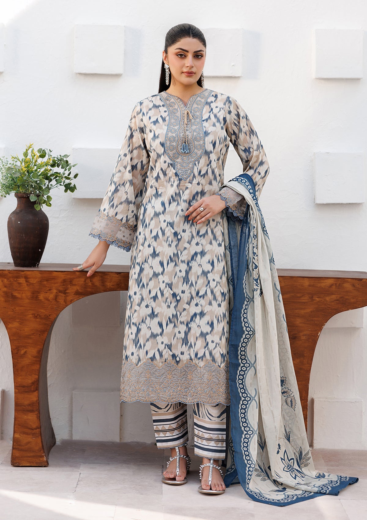 PRINTED EMB LAWN BT006810-SNB