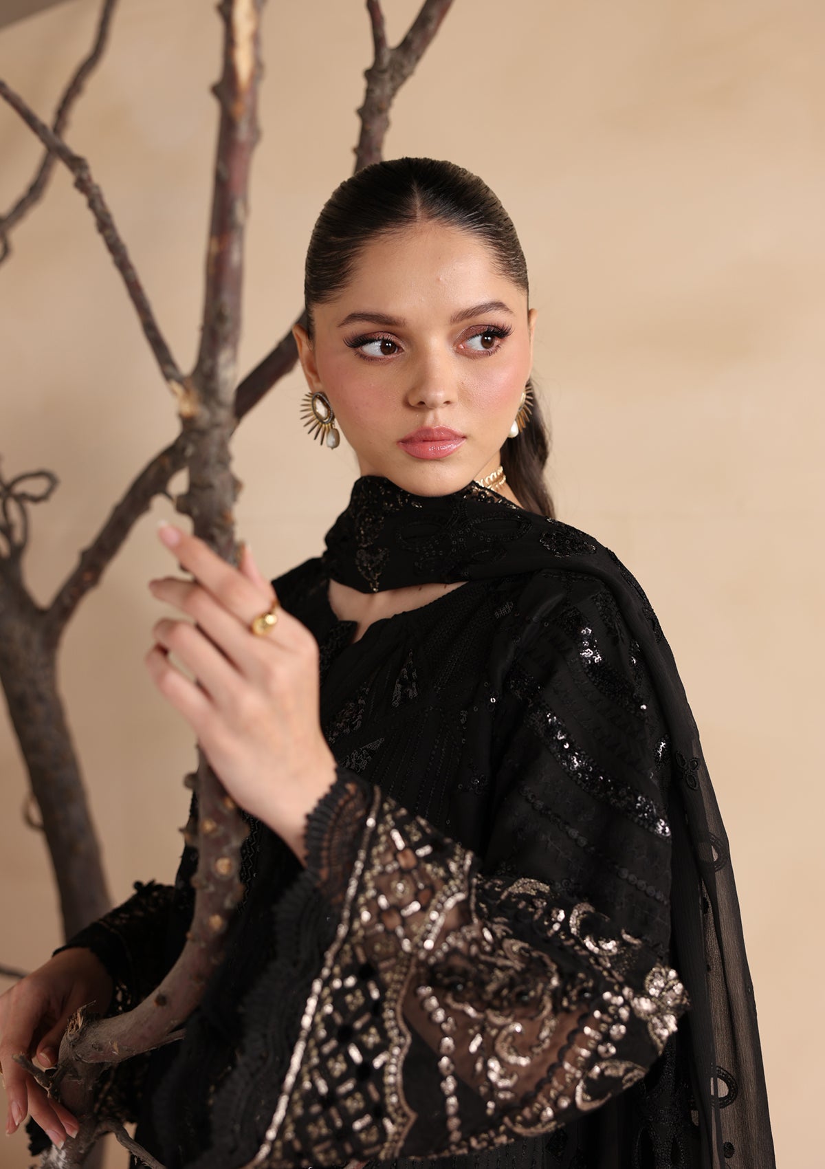 Embroidered Chiffon BT006679-BLK