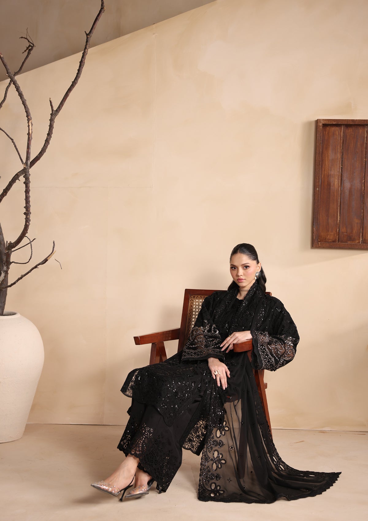 Embroidered Chiffon BT006679-BLK