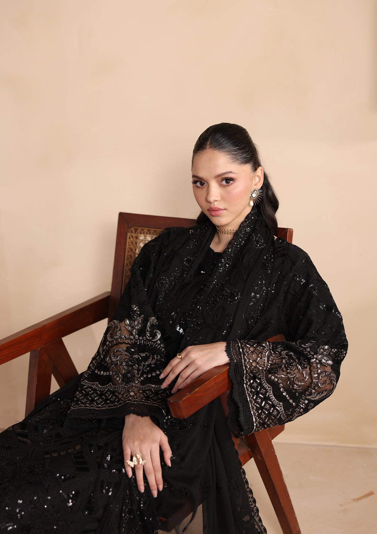 Embroidered Chiffon BT006679-BLK