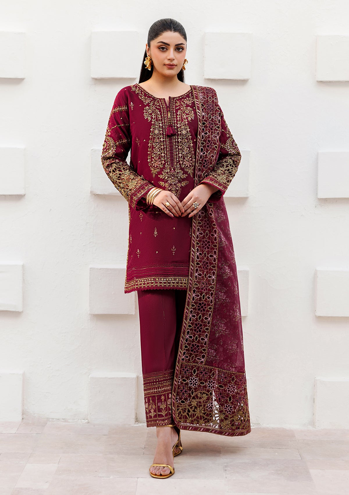 LUXURY Embroidered organza  BT006824-MRN