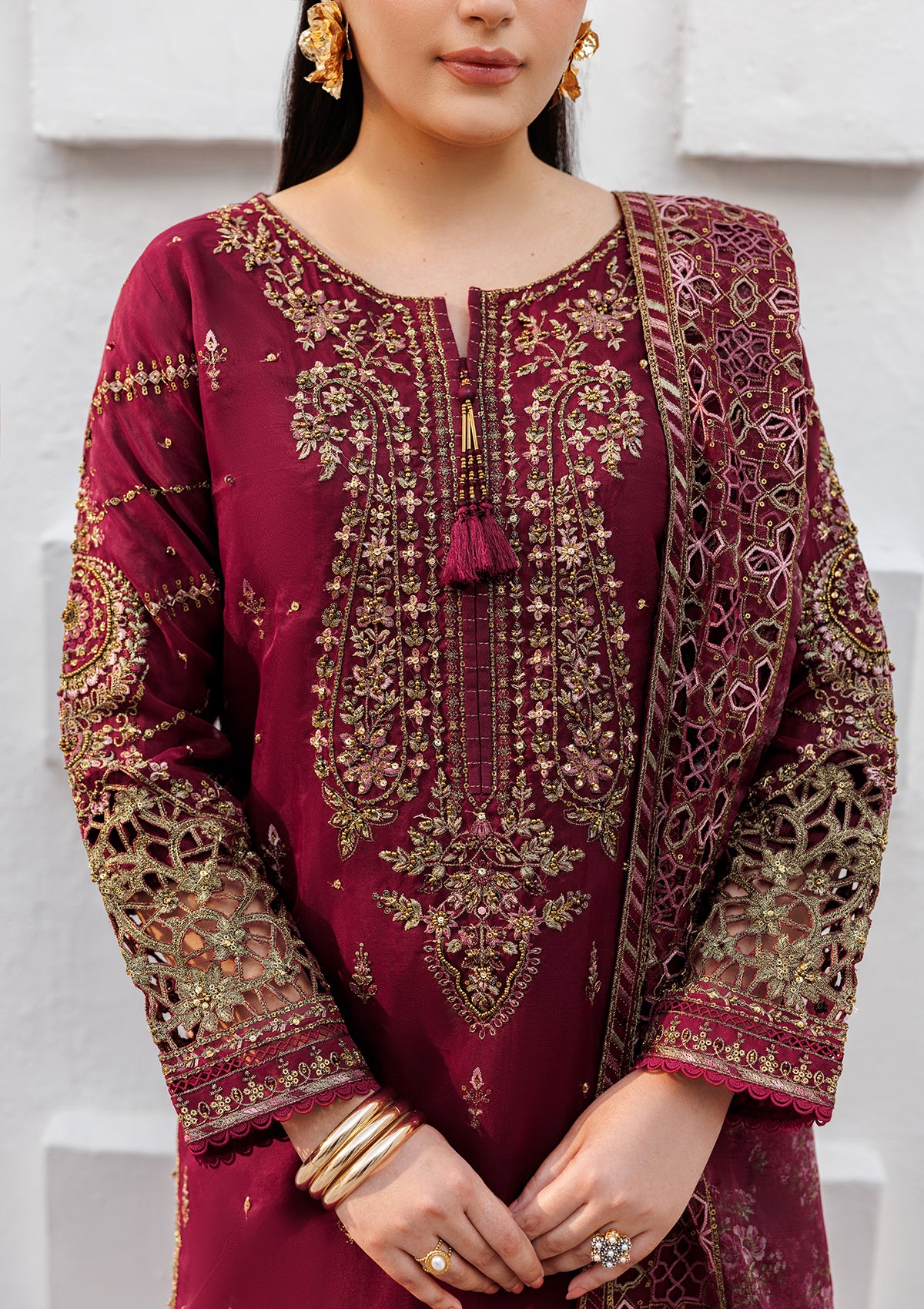 LUXURY Embroidered organza  BT006824-MRN