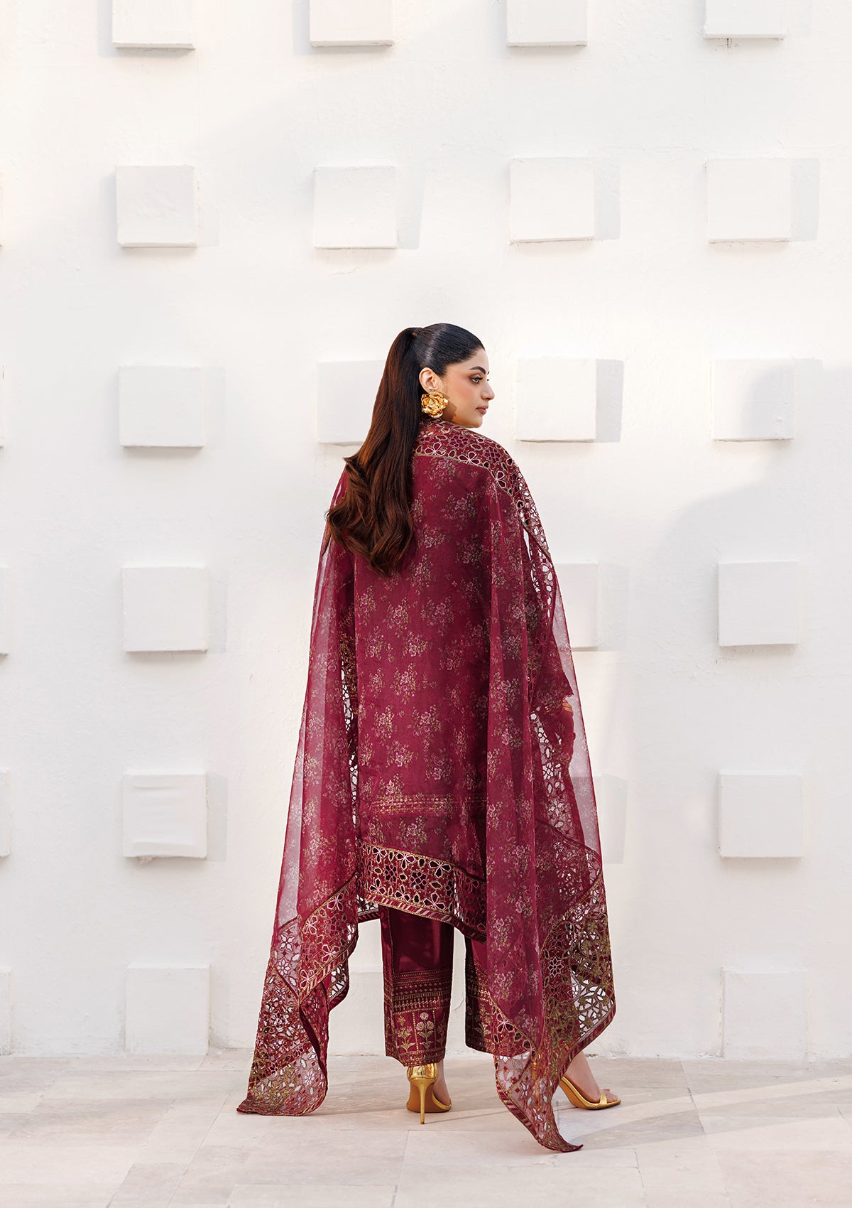 LUXURY Embroidered organza  BT006824-MRN