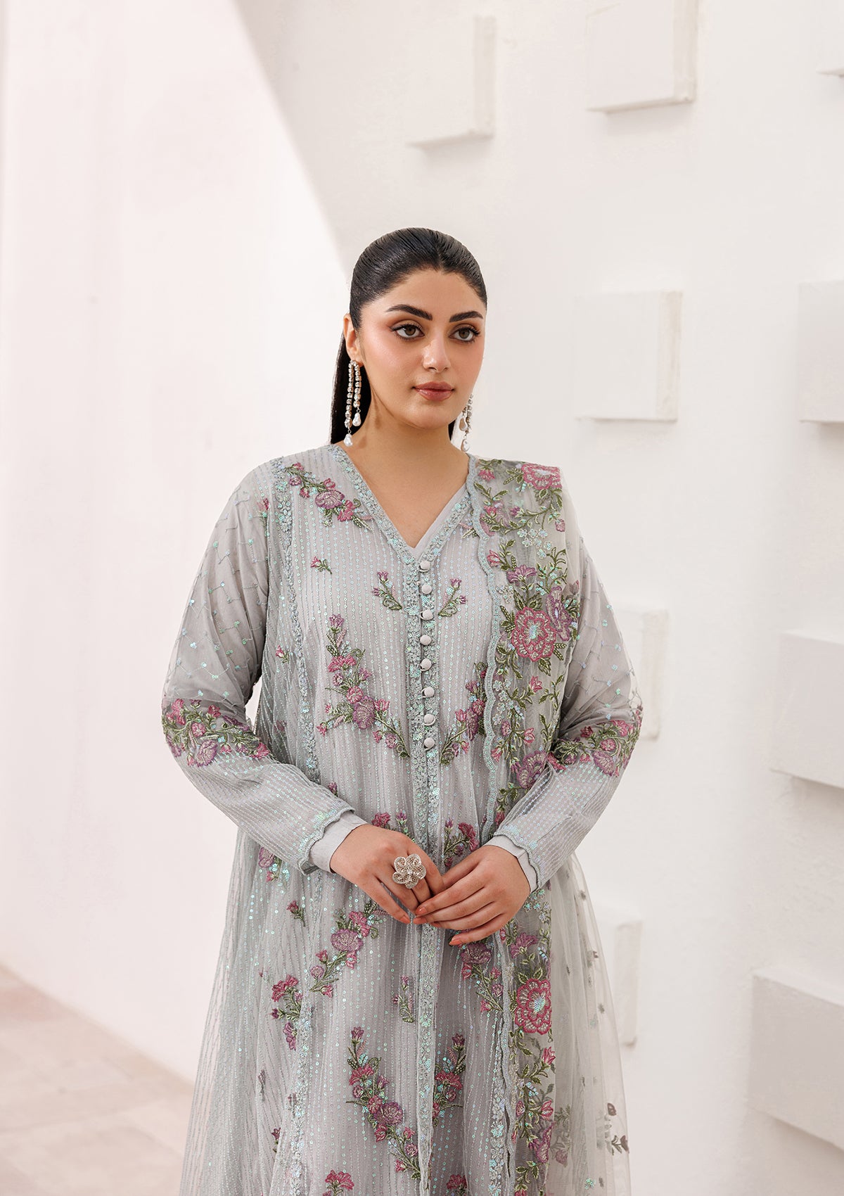 LUXURY Embroidered NET BT006823-GRY