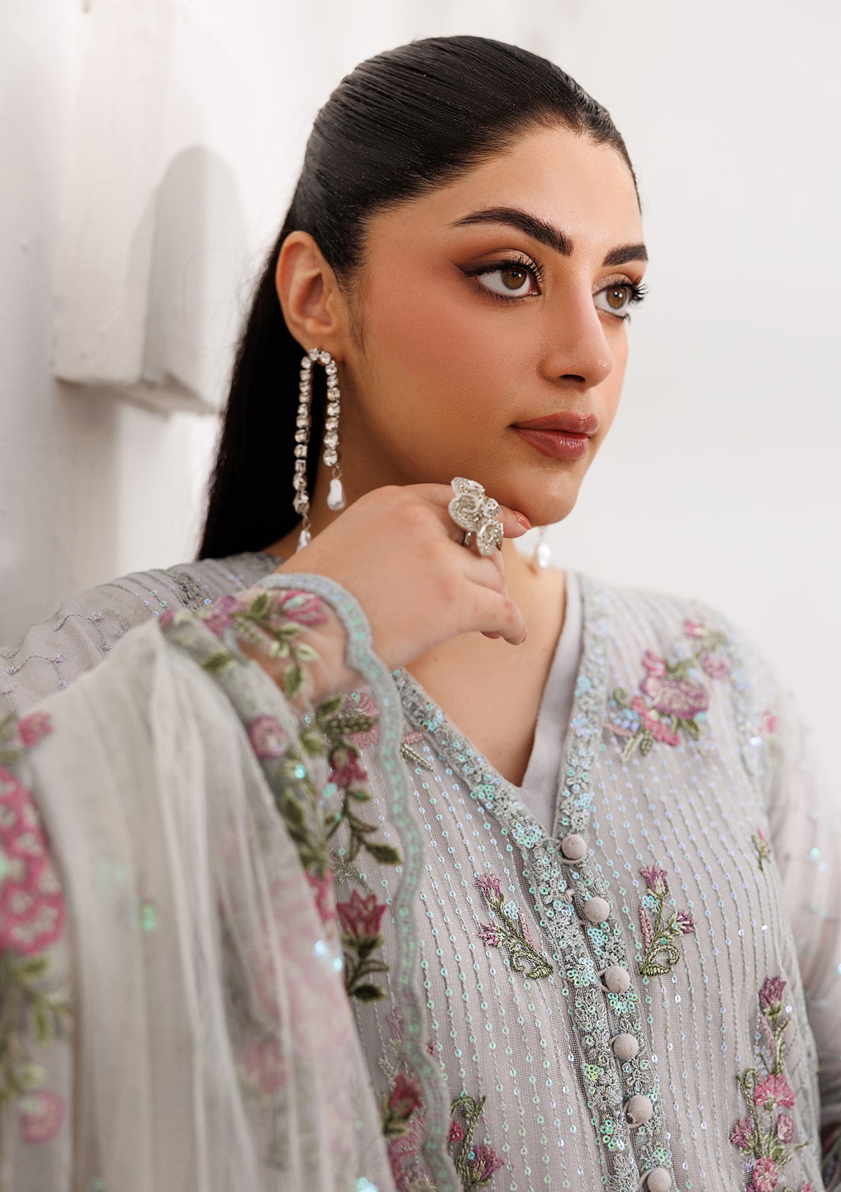 LUXURY Embroidered NET BT006823-GRY