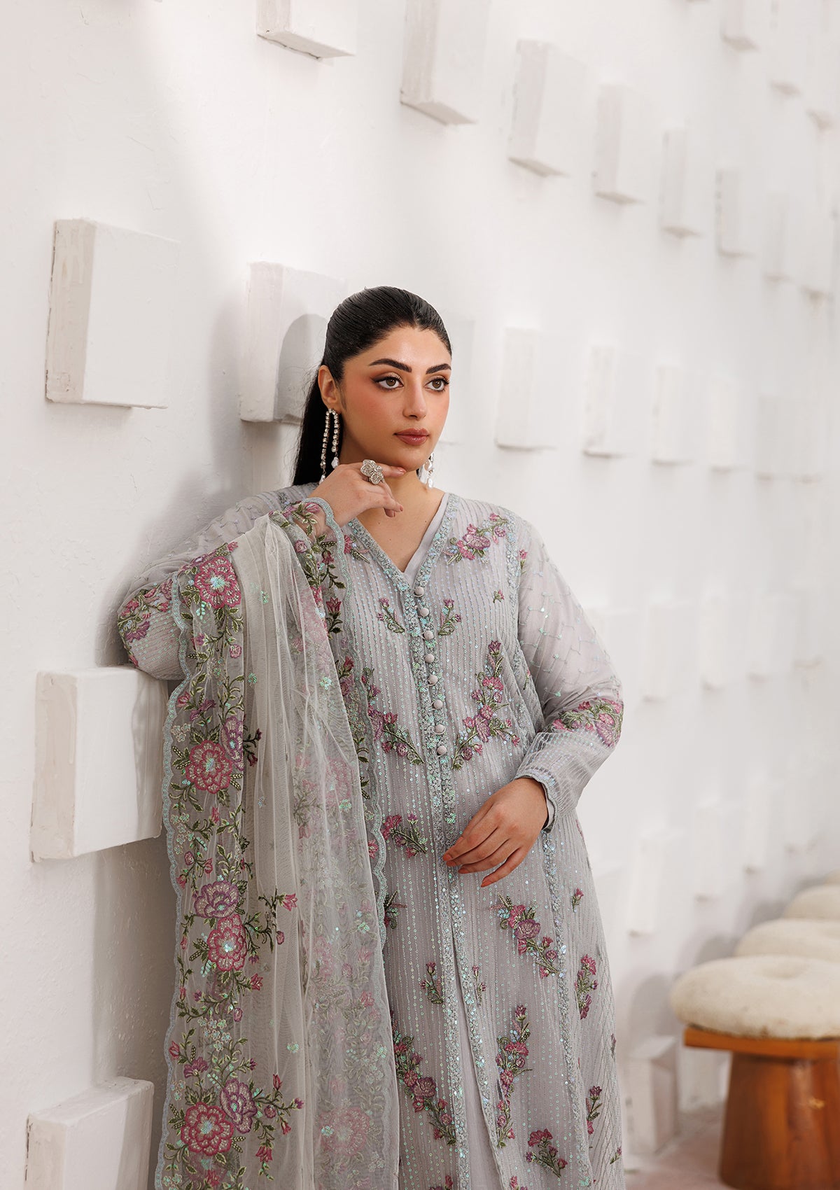 LUXURY Embroidered NET BT006823-GRY