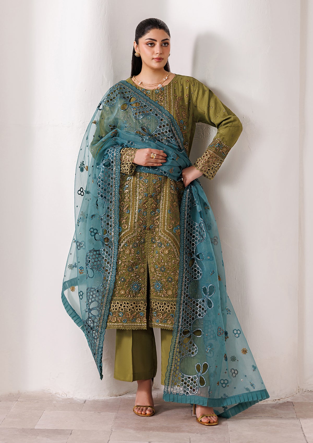 LUXURY Embroidered organza  BT006825-OLV