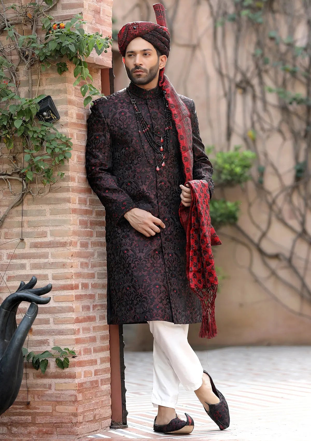 Bin Tayyab Sherwani (TD-1424) Maroon Bin Tayyab