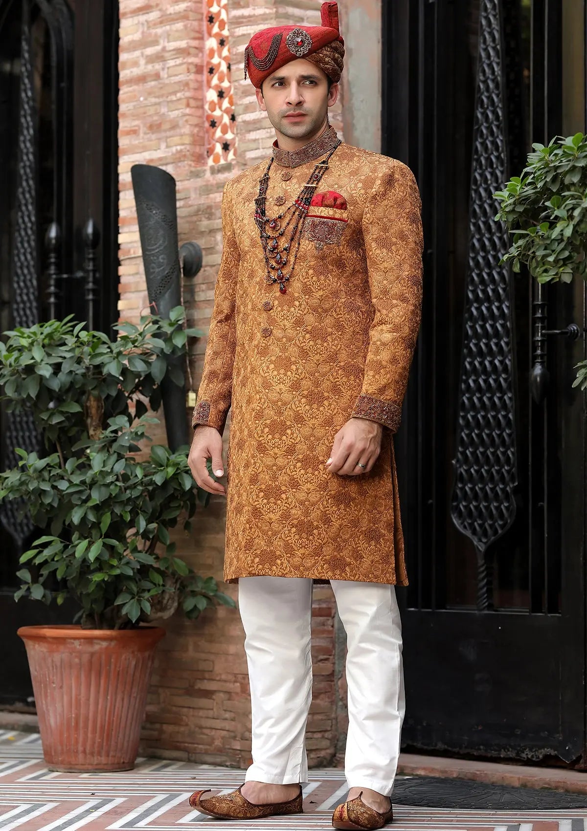 Bin Tayyab Sherwani (TD-1395-4) Rust Bin Tayyab