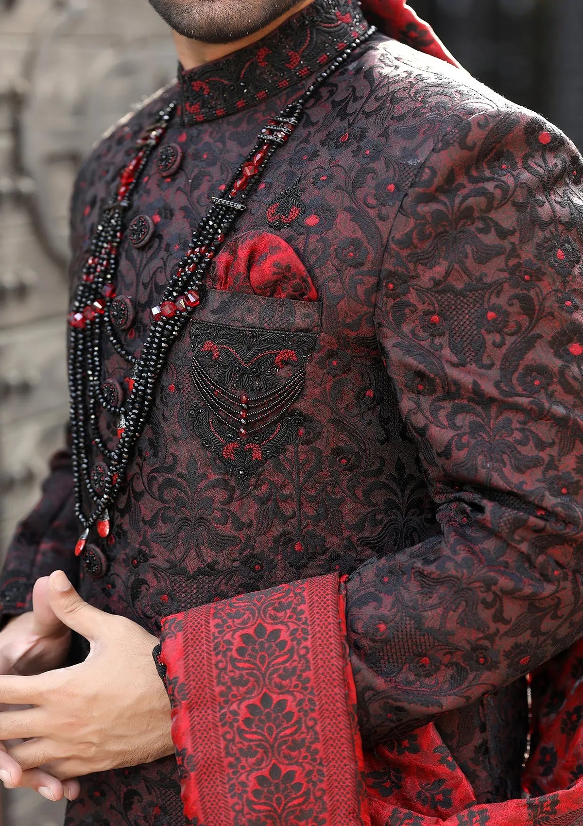 Bin Tayyab Sherwani (TD-1424) Maroon Bin Tayyab