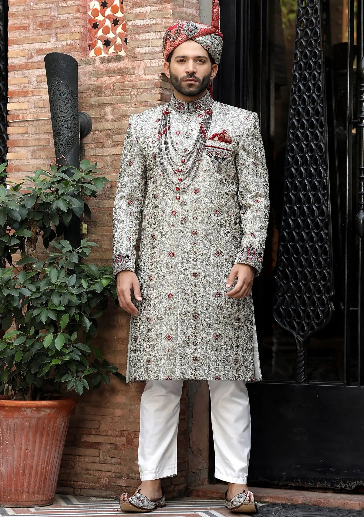 Bin Tayyab Sherwani (TD-1420-2) Multi Gray Bin Tayyab