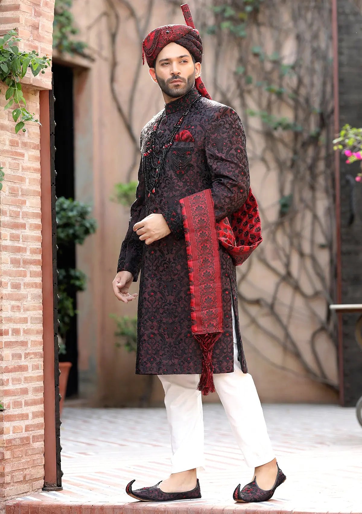 Bin Tayyab Sherwani (TD-1424) Maroon Bin Tayyab