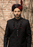 Bin Tayyab Sherwani (TD-1426-2) Maroon Black