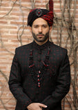 Bin Tayyab Sherwani (TD-1426-2) Maroon Black