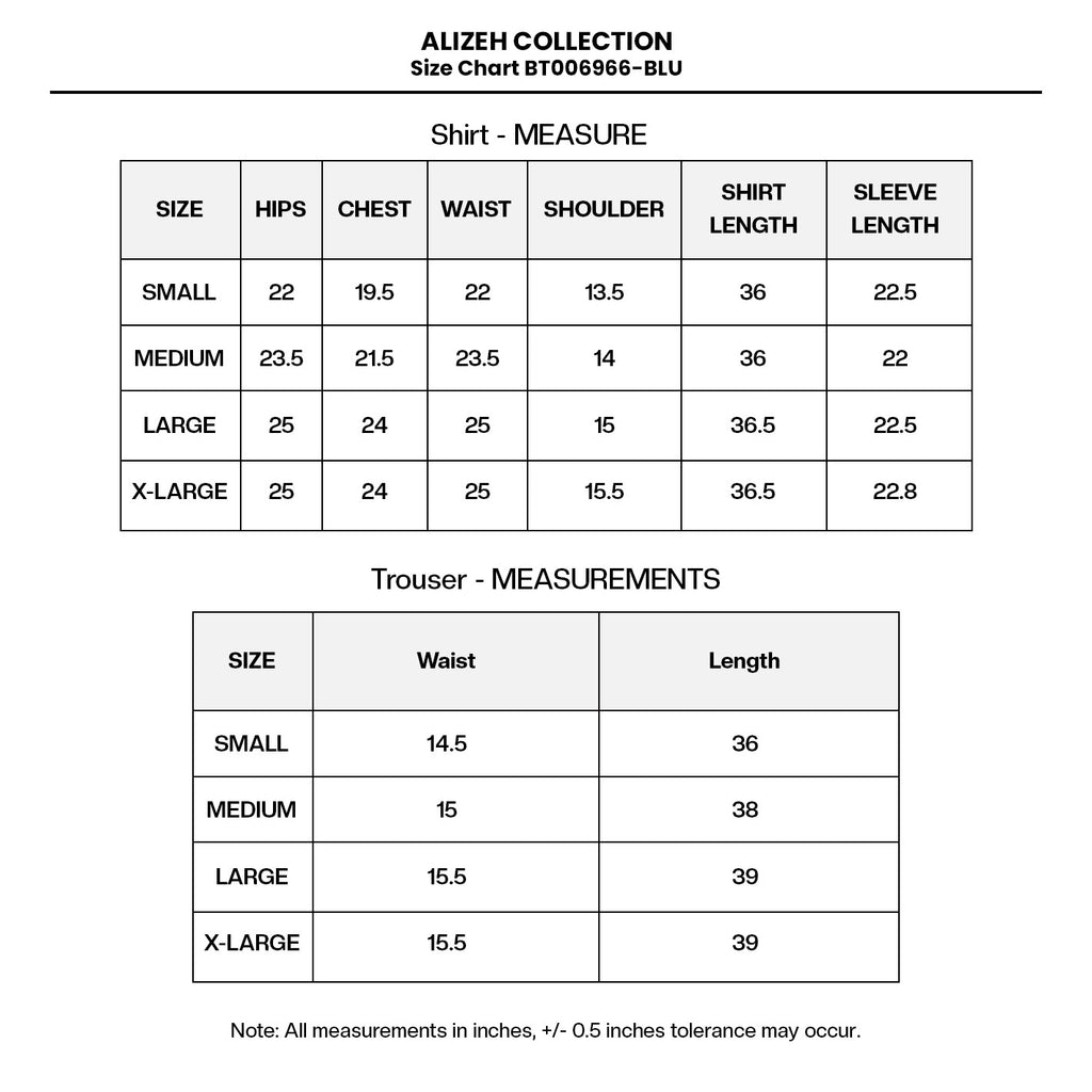 PRINTED KHADDAR BT006966-BLU Size Chart