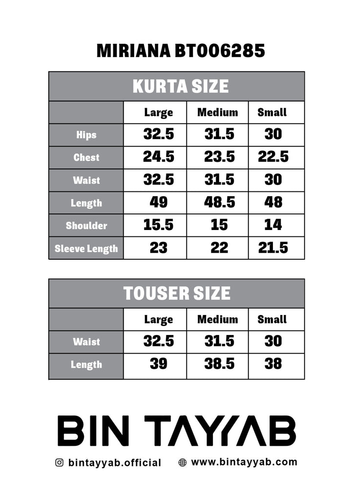 (BT006287-L-PNK) Size Chart