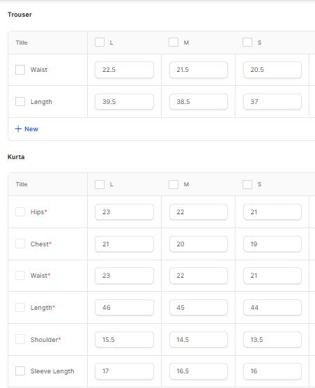 (BT006368-ORN-01) Size Chart