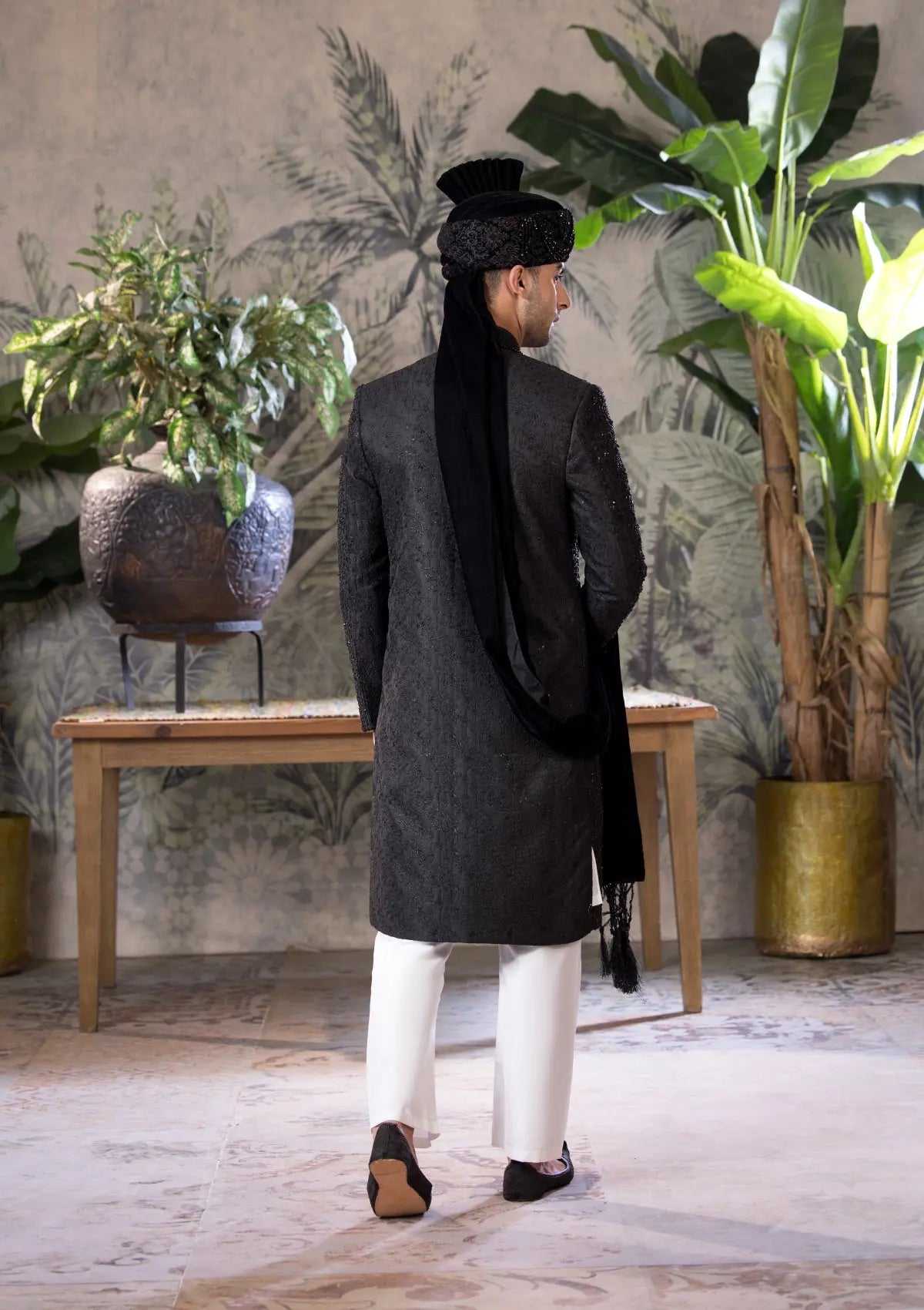 Bin Tayyab Sherwani (TD-1777)  Black Bin Tayyab