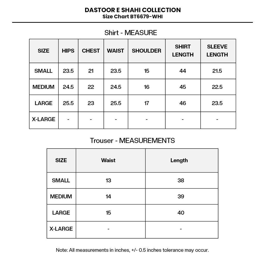 Embroidered Chiffon BT6679-WHI Size Chart