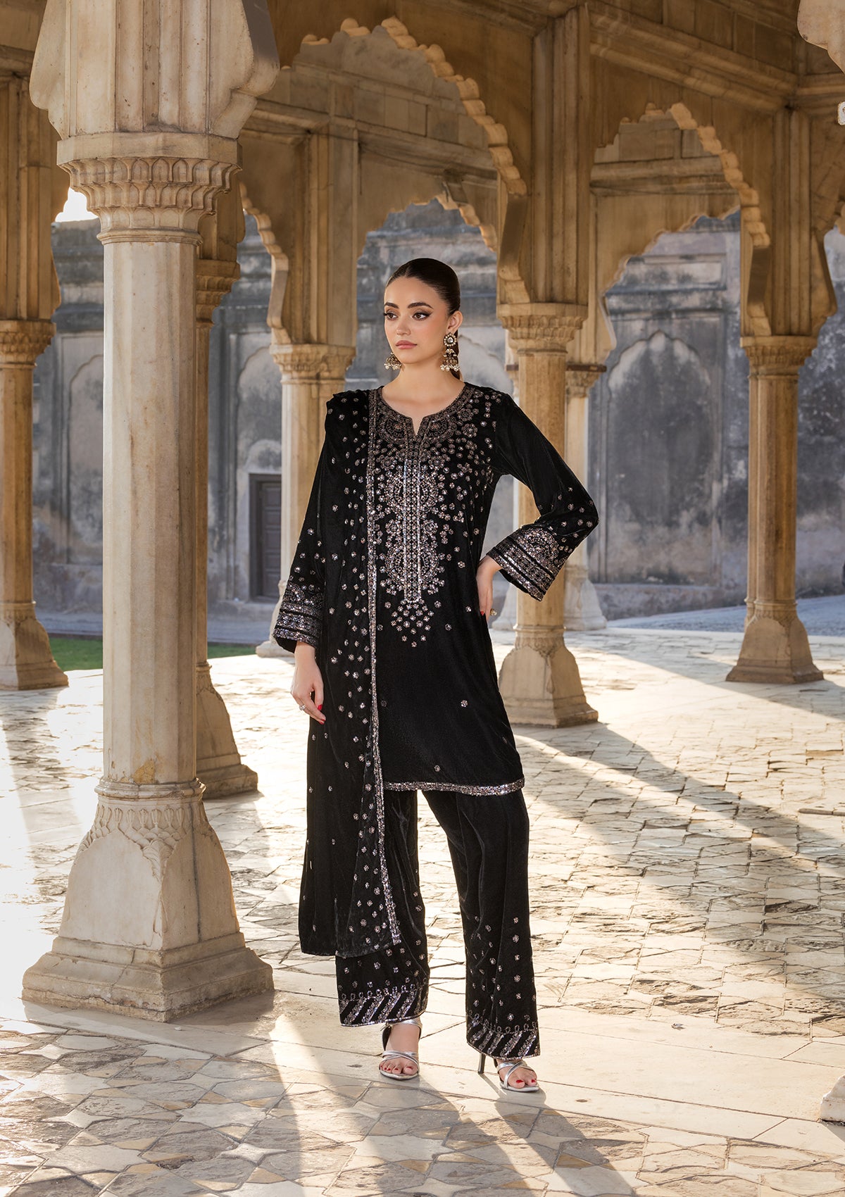 Embroidered Velvet BT6529-BLK