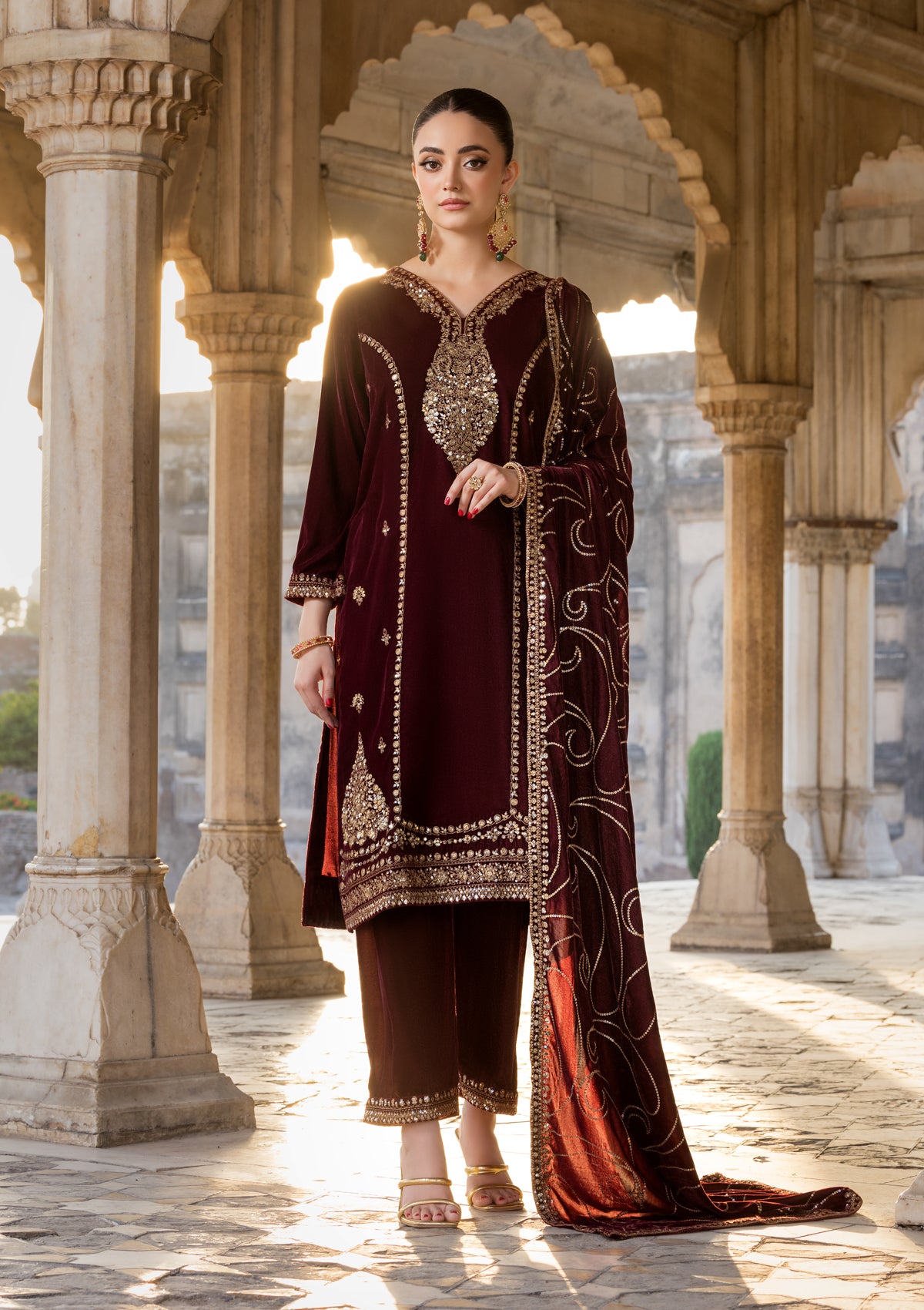 Embroidered Velvet BT6529-RED