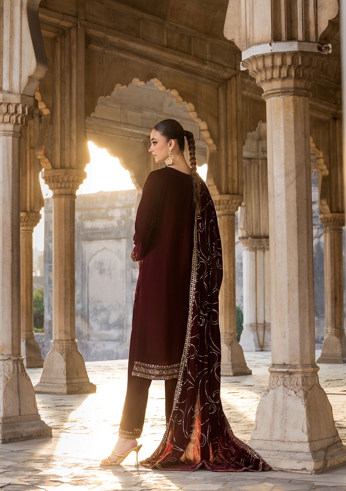 Embroidered Velvet BT6529-RED