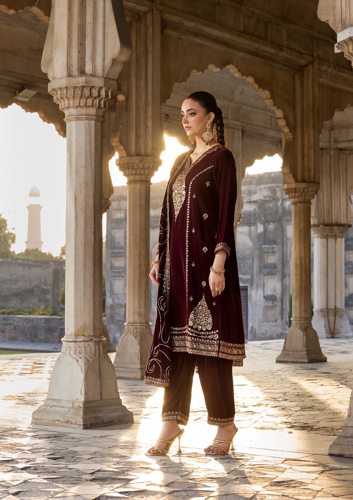 Embroidered Velvet BT6529-RED