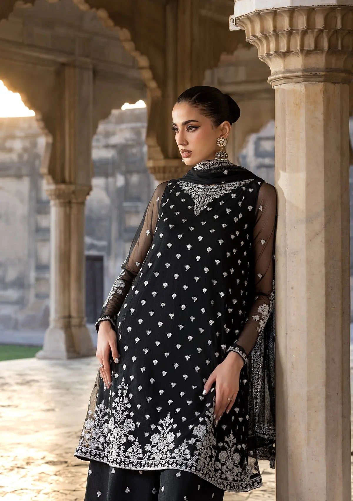 EMBROIDERED NET BT-6571-BLK Bin Tayyab