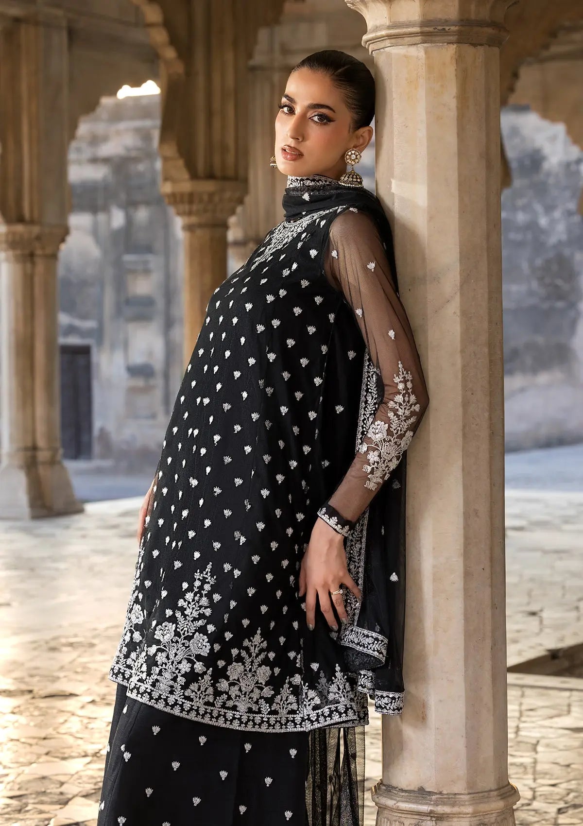 EMBROIDERED NET BT-6571-BLK Bin Tayyab