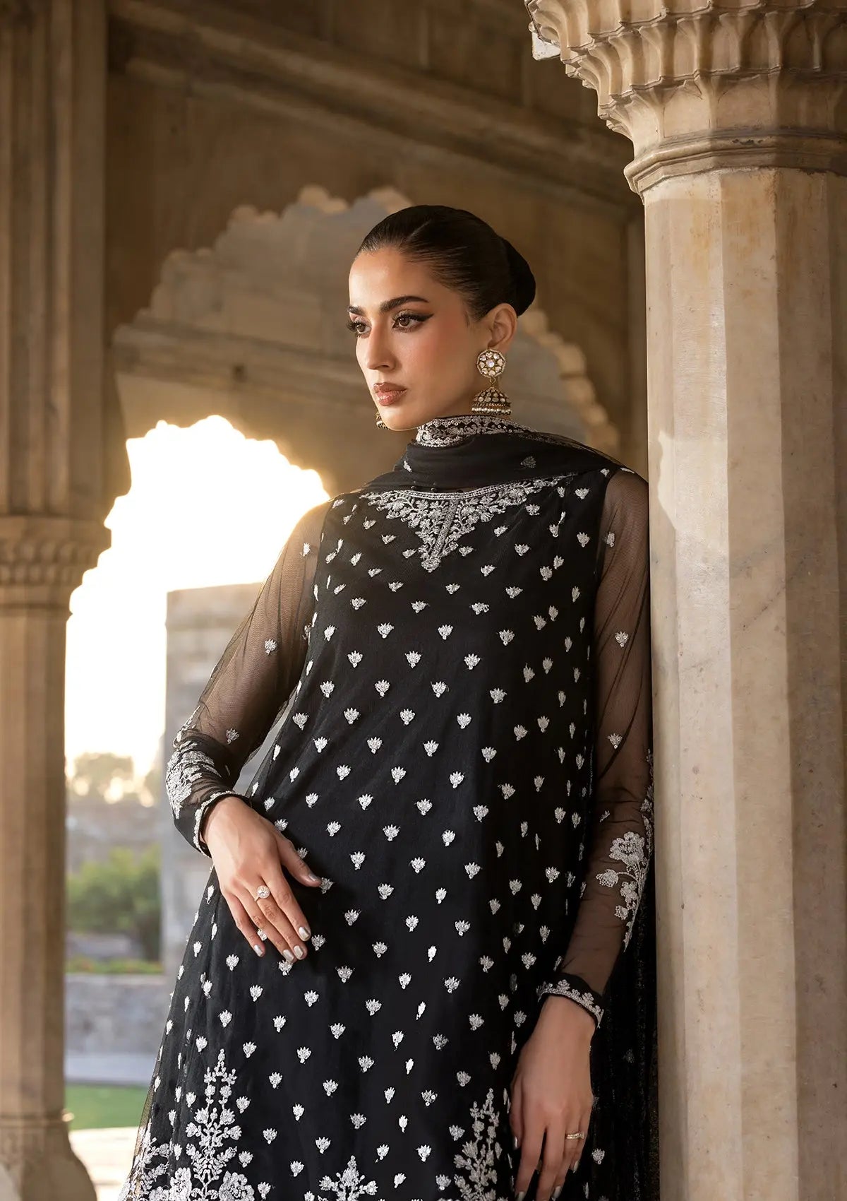 EMBROIDERED NET BT-6571-BLK Bin Tayyab