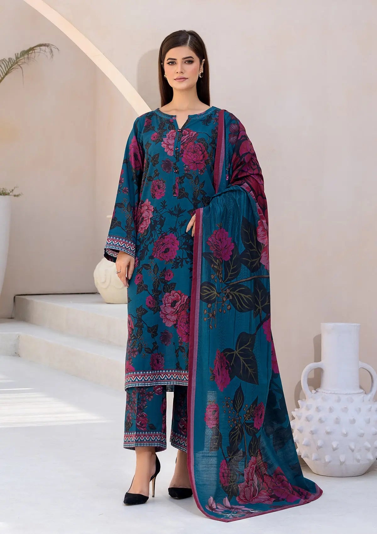 Printed Khaddar BT6553-D-BLU Bin Tayyab