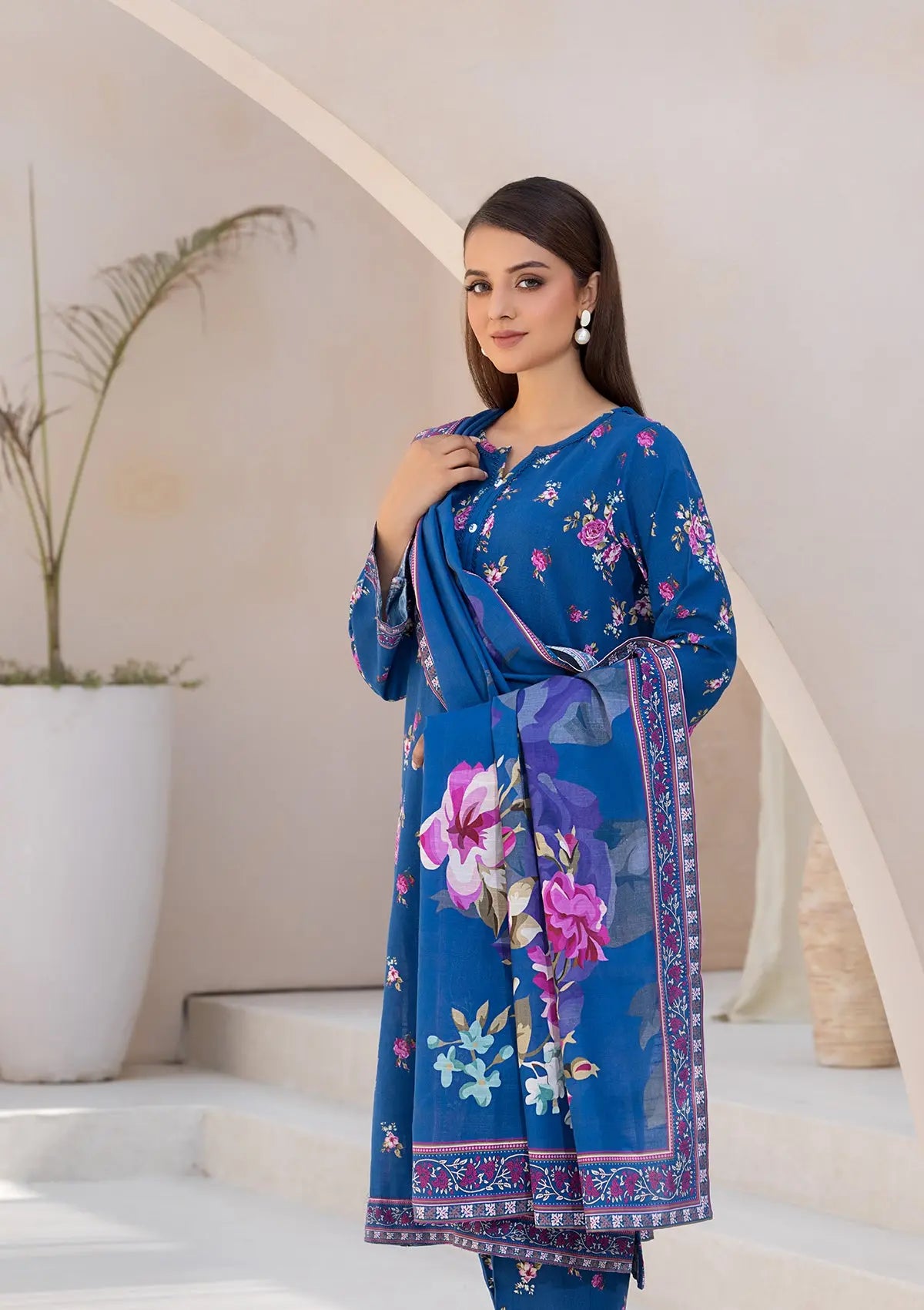 Printed Khaddar BT6553-BLU Bin Tayyab