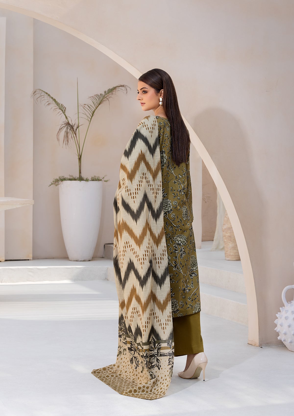 PRINTED KHADDAR BT6547-OLV