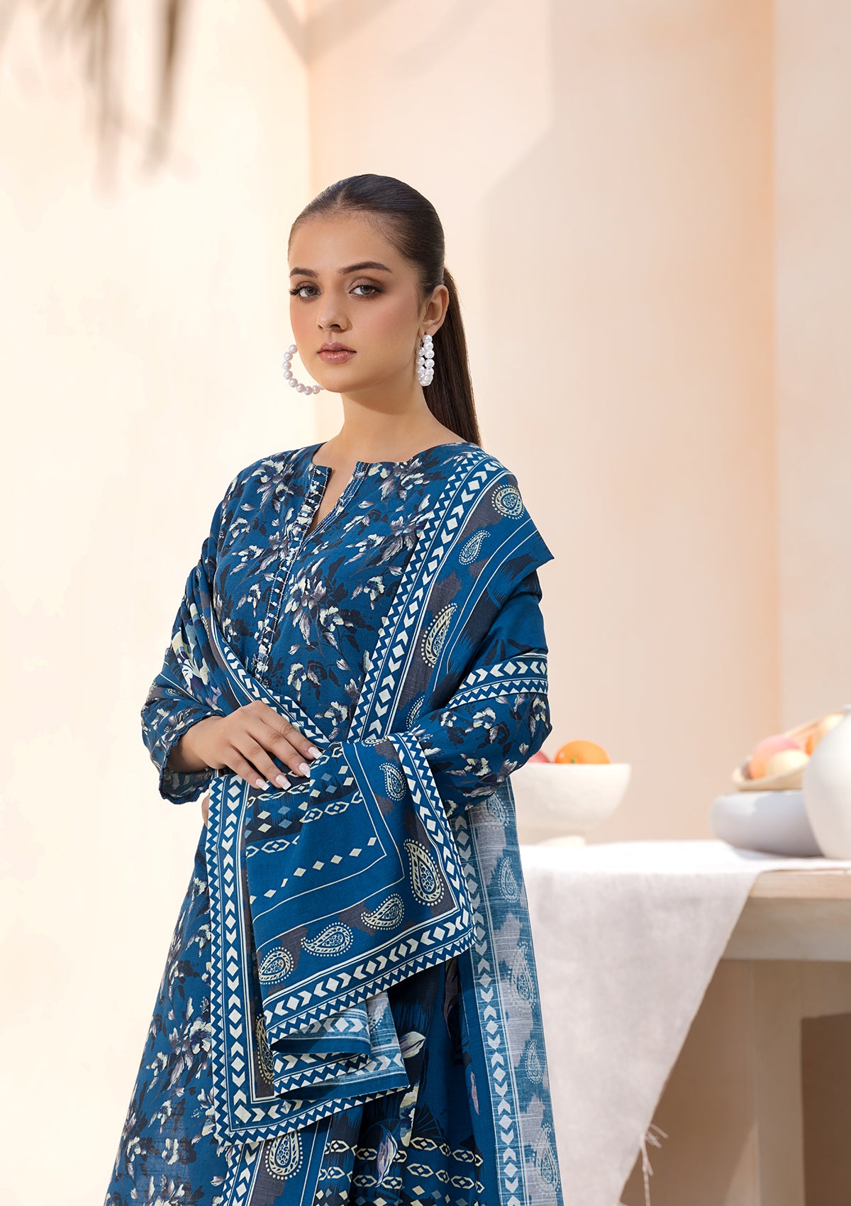 PRINTED KHADDAR BT6547-RBL